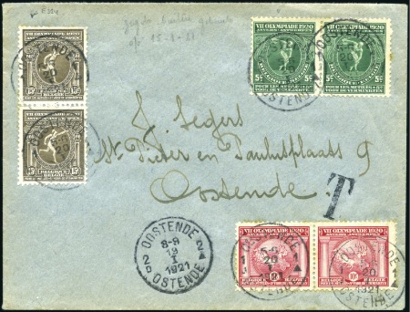 Stamp of Olympics 1921 (Jan 19) Envelope with 1920 Olympic set in pa