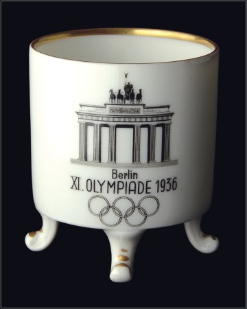 Stamp of Olympics Porcelain: 1936 Volkstedt small china gilt edged c