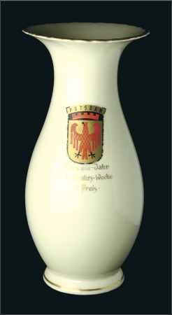 Stamp of Olympics Porcelain: 1936 Volkstedt Elfeabein china gilt edg