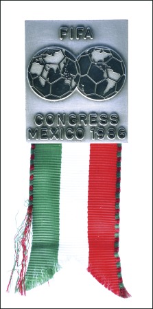 Stamp of Olympics 1986 FIFA CONGRESS in Mexico (football) pin badge 