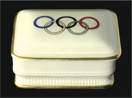 Stamp of Olympics Porcelain: 1936 Rosenthal china gilt edged rectang