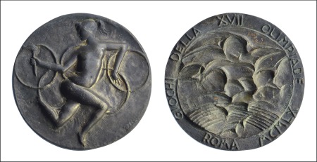 Stamp of Olympics 1960 Rome participation medal in original clear pl