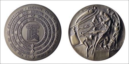 Stamp of Olympics 1980 Lake Placid participation medal in original c