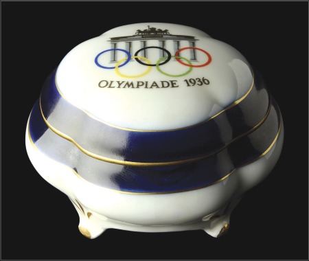 Stamp of Olympics Porcelain: 1936 PM china gilt edged circular dish 