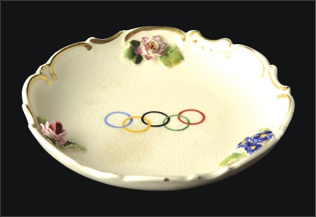 Stamp of Olympics Porcelain: 1936 Von Schierholz china gilt edged ci