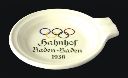 Stamp of Olympics Porcelain: 1936 Ashtray (120x105mm), with legend "
