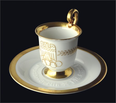 Stamp of Olympics Porcelain: 1936 Hutschenreuther china gilt edged c
