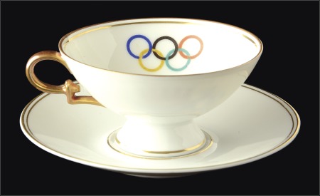 Stamp of Olympics Porcelain: 1936 Arzberg china gilt edged small cup