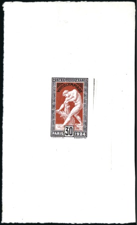 Stamp of Olympics » 1924 Paris » Essays and Proofs 1924 Olympics 30c die proof in red and black on th