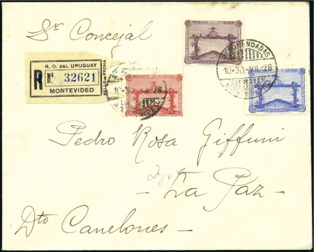 Stamp of Olympics Uruguay: 1928 (Aug 30) Cover sent AR registered fr