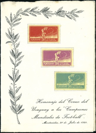 Stamp of Olympics Uruguay: 1924 Olympics football set on yellow pape