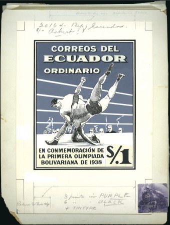 Stamp of Olympics 1938 BOLIVERIAN GAMES: Ecuador 1938 1s violet depi