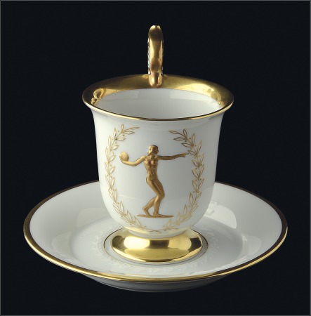 Stamp of Olympics Porcelain: 1936 Hutschenreuther china gilt edged c