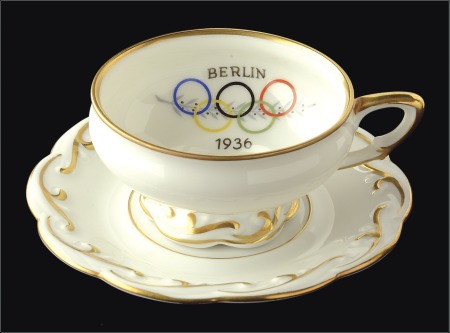 Stamp of Olympics Porcelain: 1936 Koenigszelt china gilt edged small
