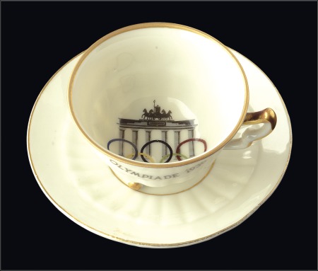 Stamp of Olympics Porcelain: 1936 PM china gilt edged small cup with
