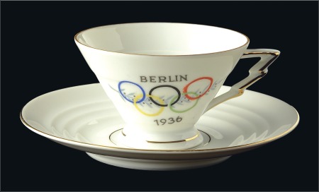 Stamp of Olympics Porcelain: 1936 PM china gilt edged small cup (75x