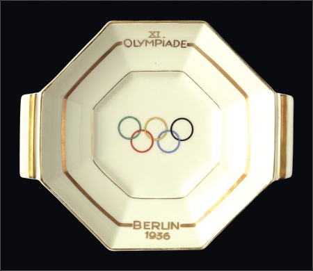 Stamp of Olympics Porcelain: 1936 Hertzel-Jacob china gilt edged sma