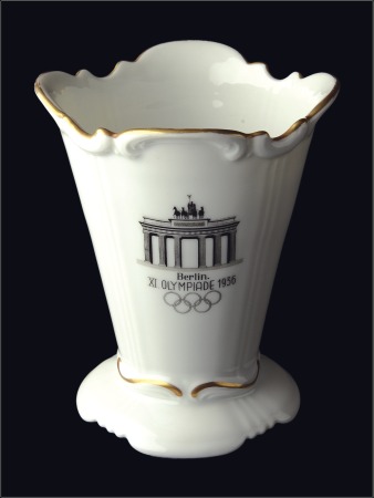 Stamp of Olympics Porcelain: 1936 Volkstedt china gilt edged ornate 