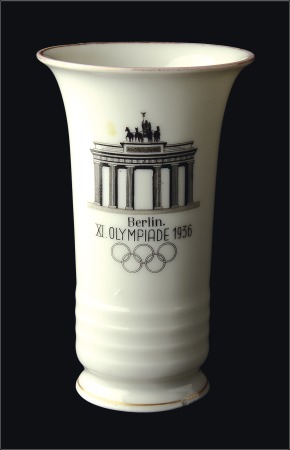 Stamp of Olympics Porcelain: 1936 Volkstedt china small gilt edged v