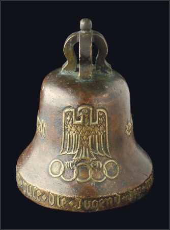 Stamp of Olympics Bell: 1936 Commemorative small brass bell showing 