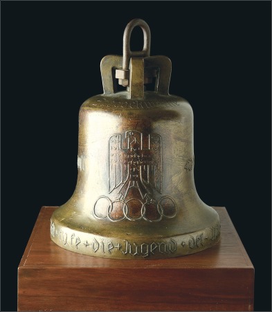 Stamp of Olympics Bell: 1936 Commemorative large brass bell (25 cm x
