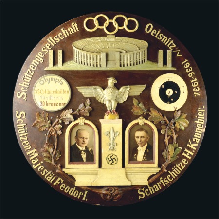 Stamp of Olympics Shooting Targets: Large decorative circular wooden