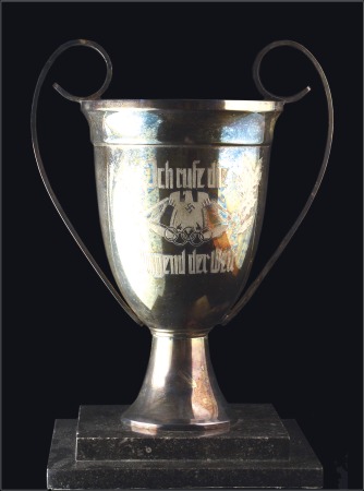 Stamp of Olympics » 1936 Berlin » Other Memorabilia Trophies: Large silver cup (30x18.8cm) with decora