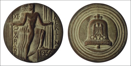 Stamp of Olympics Medals: 1936 Participation Medal, cast in bronze, 