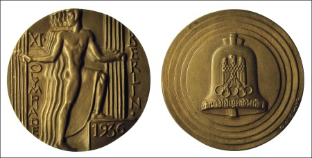 Stamp of Olympics Medals: 1936 Participation Medal, cast in bronze, 