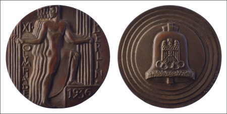 Stamp of Olympics Medals: 1936 Participation Medal, cast in bronze, 