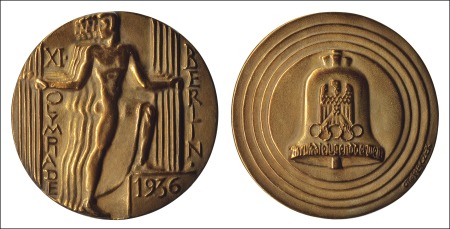 Stamp of Olympics Medals: 1936 Participation Medal, cast in bronze, 