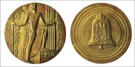 Stamp of Olympics Medals: 1936 Participation Medal, cast in bronze, 