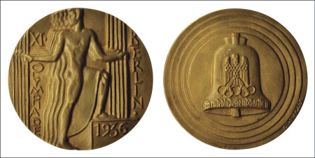 Stamp of Olympics Medals: 1936 Participation Medal, cast in bronze, 