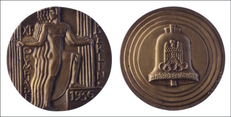 Stamp of Olympics Medals: 1936 Participation Medal, cast in bronze, 