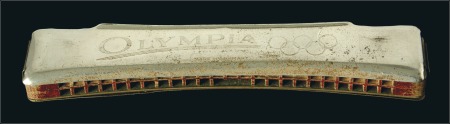 Stamp of Olympics Other: 1936 Harmonica with Olympia inscribed on bo