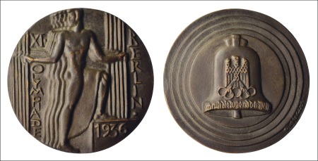 Stamp of Olympics Medals: 1936 Participation Medal, cast in bronze, 