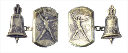 Stamp of Olympics Other: Pair of silvered Japanese cufflinks, dated 