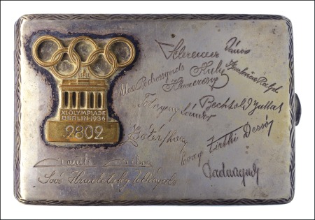 Stamp of Olympics Miscellaneous: 1936 Silver cigarette case with spr