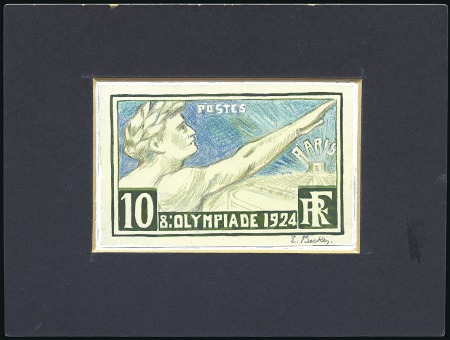Stamp of Olympics » 1924 Paris » Essays and Proofs 1924 Olympics 10c essay, 10x6.5cm, in pencil and p