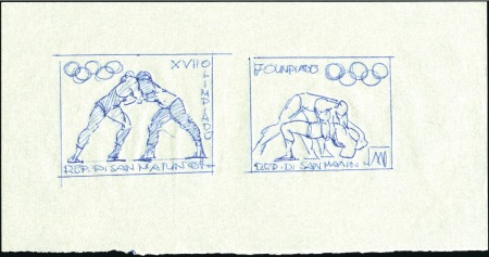 Stamp of Olympics 1964 Tokyo: SAN MARINO preliminary artist’s drawin