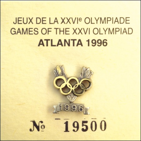 Stamp of Olympics » 1996 Atlanta Silver medal winner's lapel pin, presented by IOC,