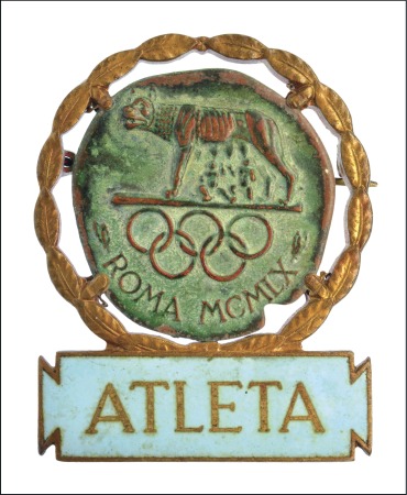 Stamp of Olympics » 1960 Rome 1960 Rome participant's badge with "ATLETA" on lig