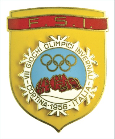 Stamp of Olympics » 1956 Cortina d'Ampezzo 1956 Cortina International Ski Federation badge in
