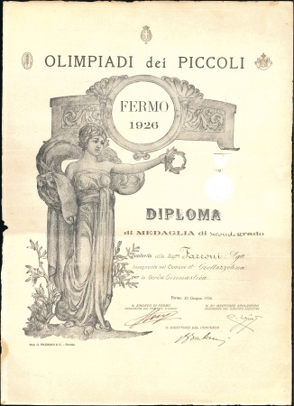 Stamp of Olympics » 1925-1928 Intervening Championships 1926 "The Small Olympics of Fermo" second place di