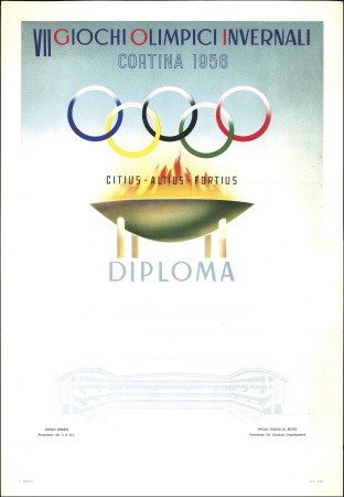 Stamp of Olympics » 1956 Cortina d'Ampezzo 1956 Cortina unissued winner's diploma, 33x47cm, f
