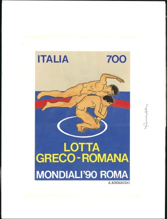 Stamp of Olympics 1990 Greco-Roman Wrestling championships in Rome, 
