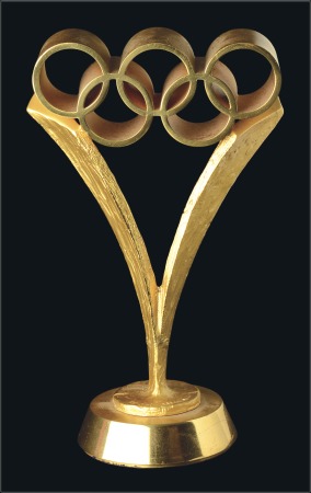 Stamp of Olympics 1990 Italian Olympic Committee awards trophy, with