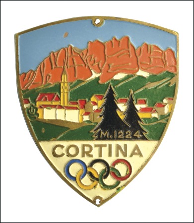 Stamp of Olympics » 1956 Cortina d'Ampezzo 1956 Cortina car plaque, 48x56mm, enamel showing v