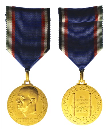 Stamp of Olympics Victor Emmanuel III medal for Italian athletes at 