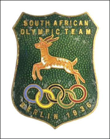 Stamp of Olympics » 1936 Berlin Pins: South African Olympic Team badge in green an